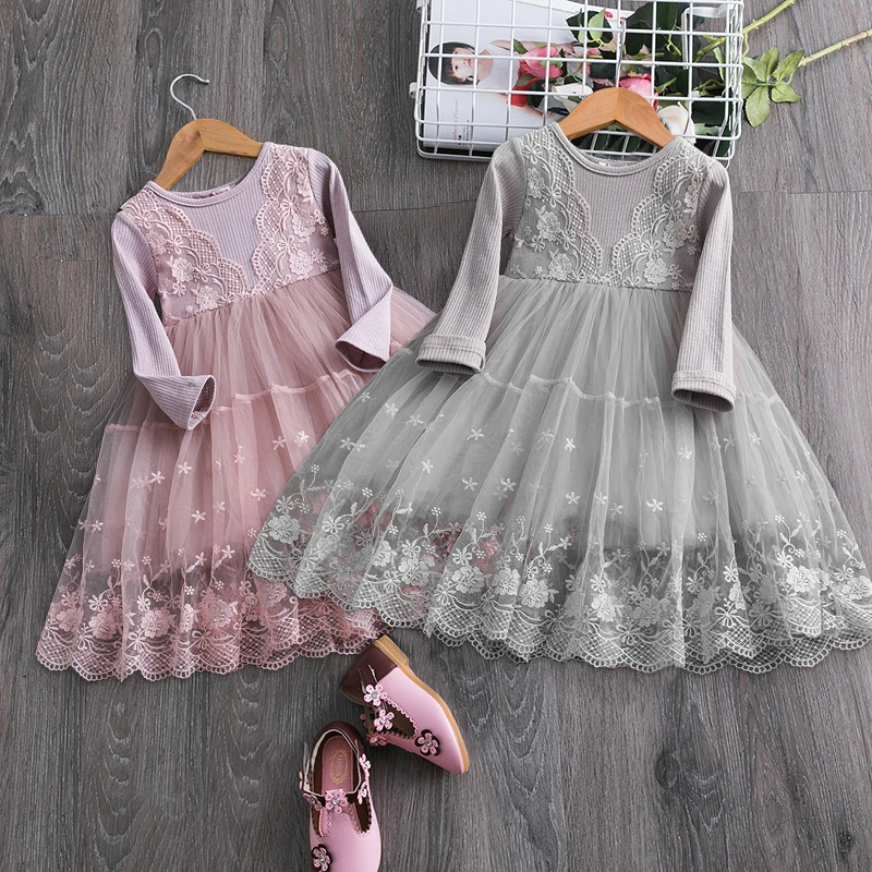 Autumn Winter Long Sleeve Girls Clothes 3-8 Years Kids Dresses for Girls  Birthday Party Flower tutu Gown Children Clothes fancy baby dresses