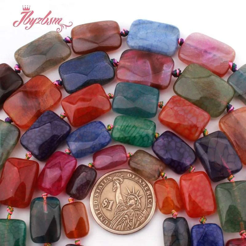 

Rectangle Faceted Cracked Multicolor Agates Loose Natural Stone Beads For Woman Gift DIY Necklace Bracelets Jewelry Making 15"