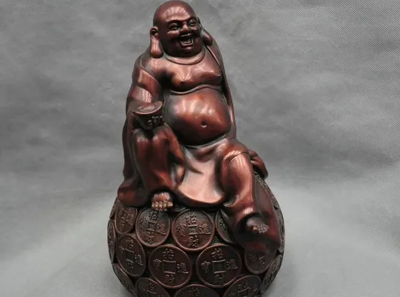 YM 311 11 ''китайская Бронза Буддизм Happy Sit Maitreya буддийский монах статуя