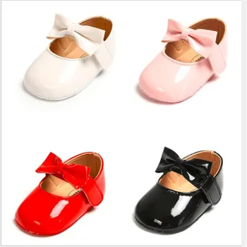 

New Baby Girls Shoes PU leather Infants First Walkers Soft Soled Non-slip Crib Shoes Newborn Girls Princess Shoes