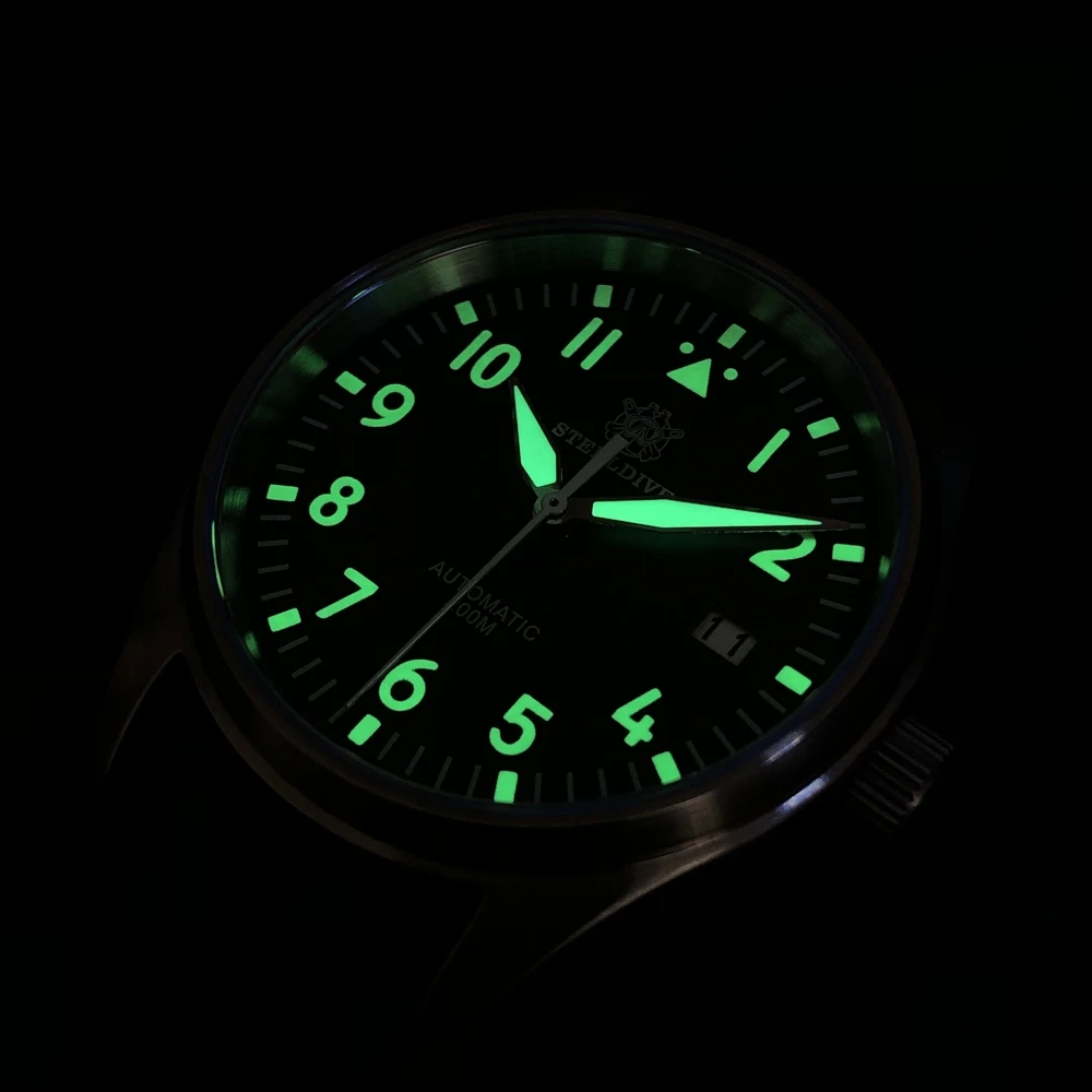 Часы Steeldive Pilot автоматические механические часы дайвинга C3 светящиеся мужские с
