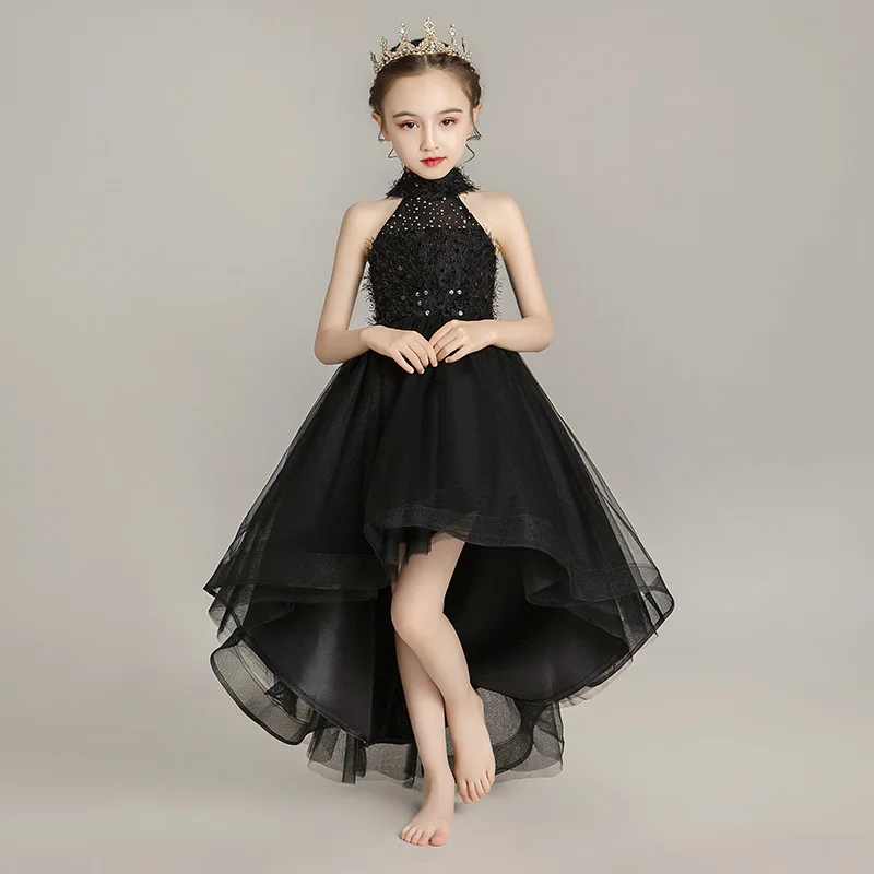 little girl in black dress