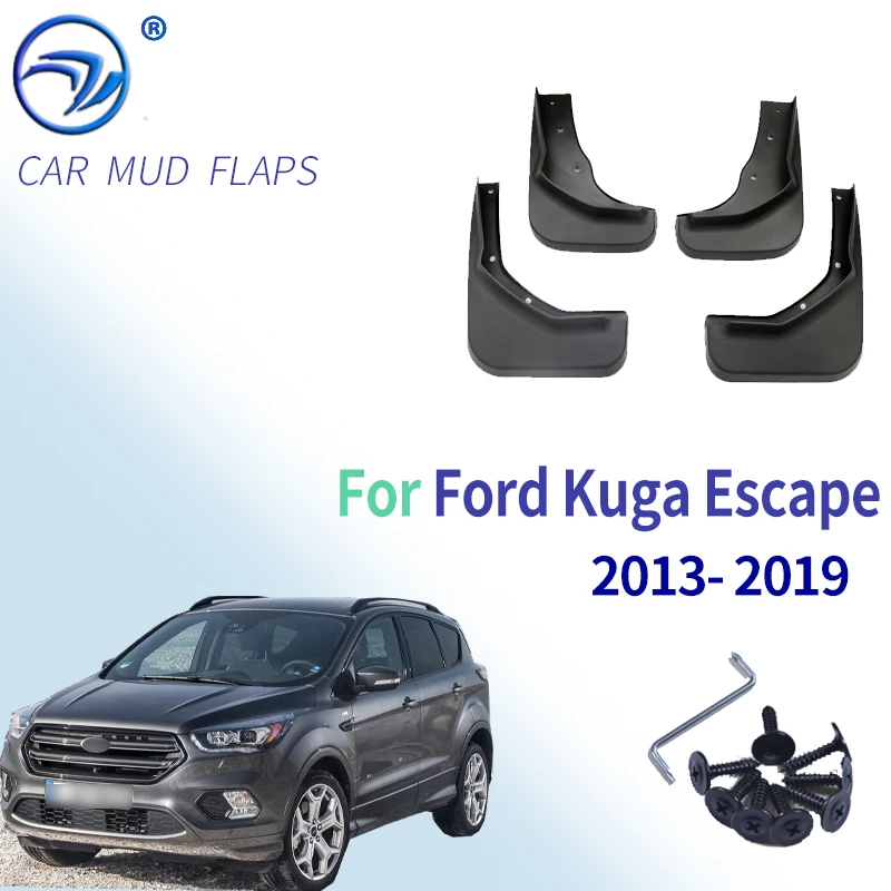 4Pcs Car ABS Mud Flaps for F-ord Kuga II 2 2013-2019 2014 2015 2016 2017 2018 Auto Front and Rear Fender Splash Waterproof Protective Decoration Accessories