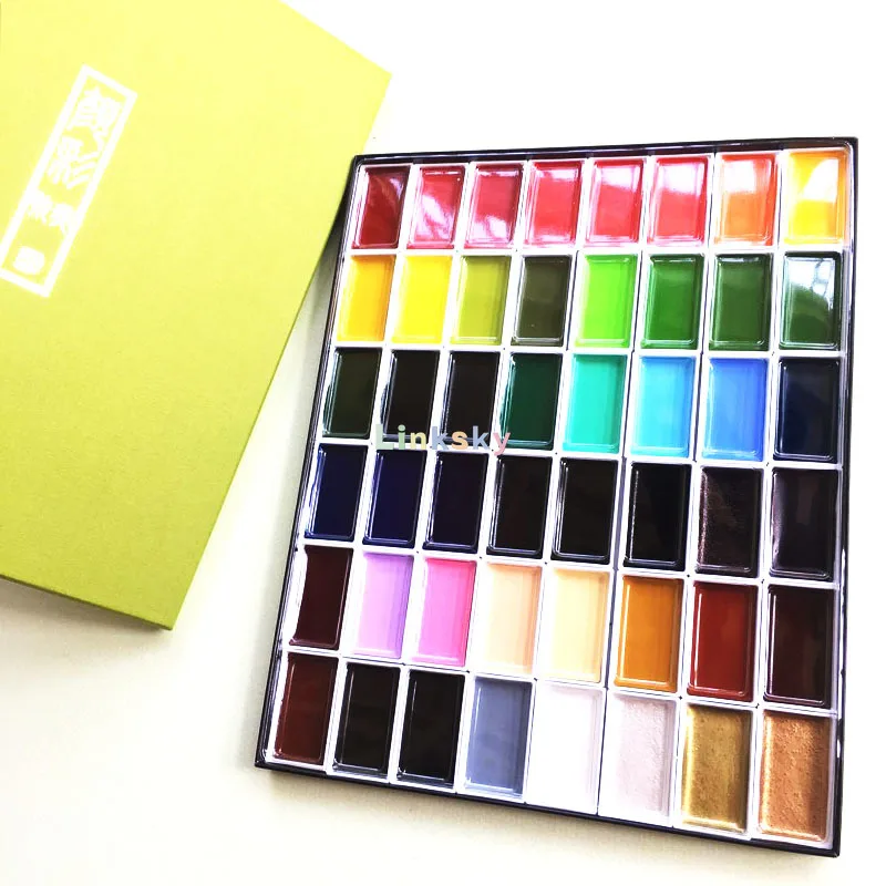 Kuretake GANSAI TAMBI Watercolor paints, new 48 colors,Handcrafted, Professional-Quality Pigment Inks for Artists and Crafters
