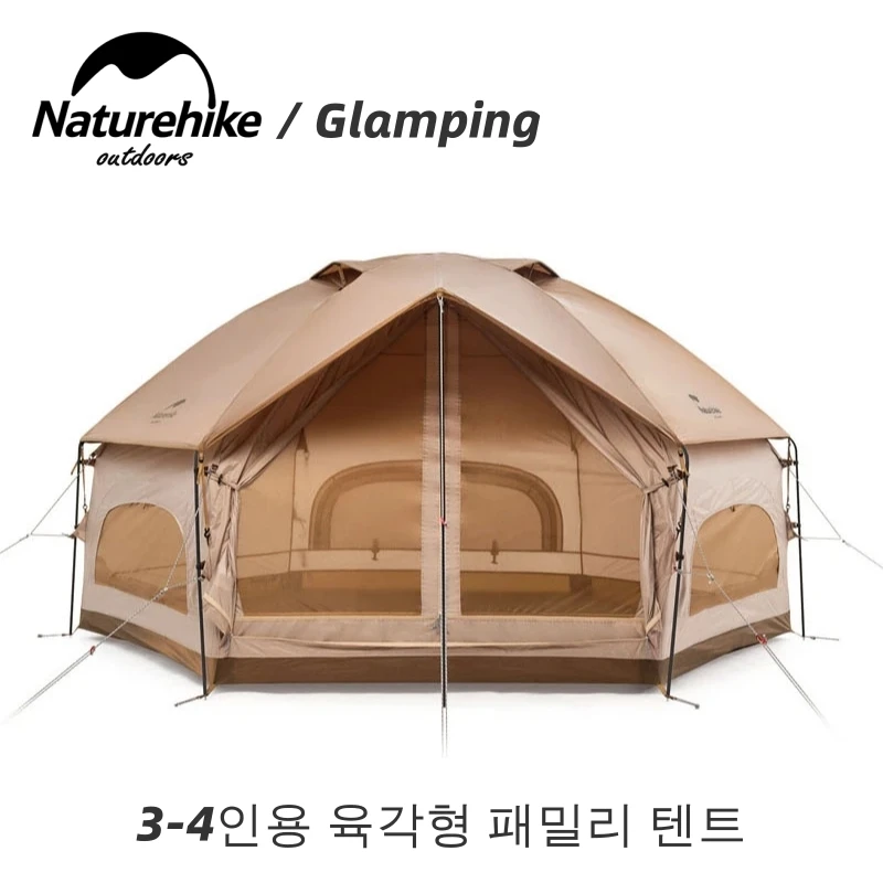 Naturehike Tenda Da Campeggio Esagonale Tenda Yurta 1 Porta 3 Finestre Tenda Da Campeggio All'Aperto 3-4 Persone Tenda Glamping Familiare Impermeabile