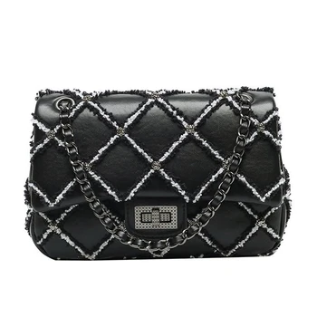 

Winter & Fall Fashion Plush Diamond Lattice Female Shoulder Bags Crossbody Versatile Exquisite Chain Handbag for Women 2020