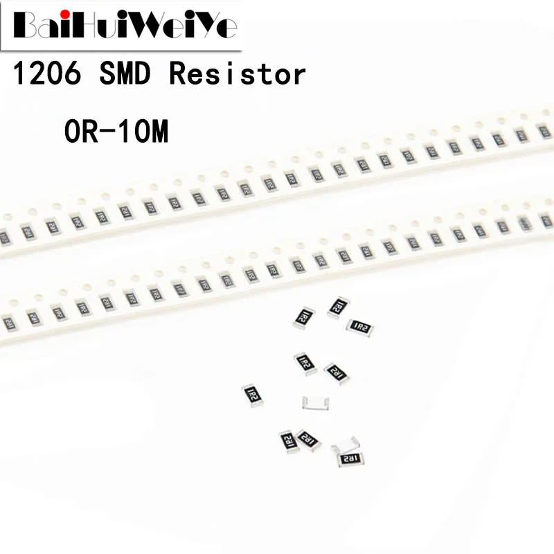 100Pcs/Lot 1206 SMD Resistor 0R ~ 10M 1/4W 0 1 10 100 150 220 330 ohm 1K 2.2K 10K 100K 0R 1R 10R 100R 150R 220R 330R 47K 51K
