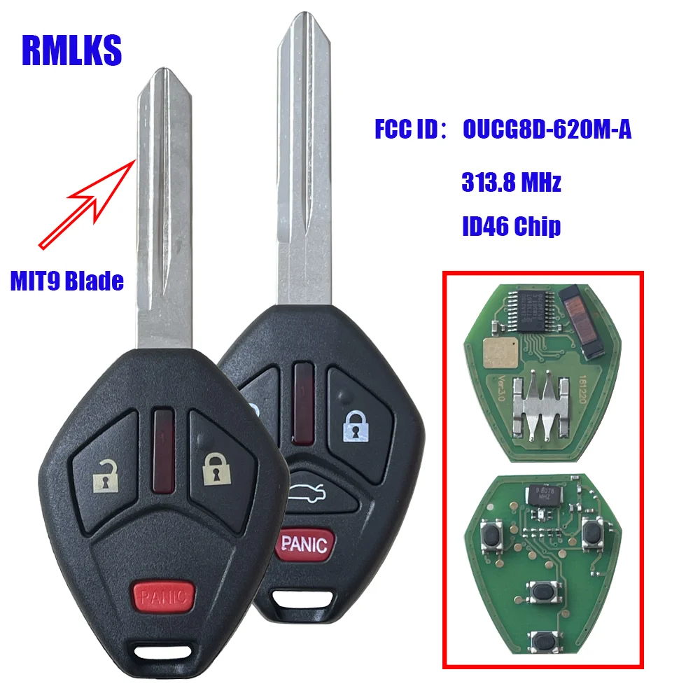 

Дистанционный головной ключ, чип транспондера ID46 для Mitsubishi OUCG8D-620M-A 313,8 МГц для Mitsubishi Galant Eclipse 2007-2012 3/4, кнопка