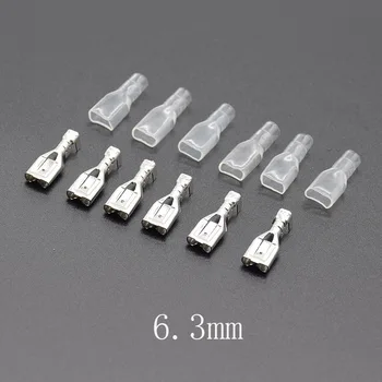 

100pcs/50Sets Female Spade Connector 2.8 /4.8 /6.3 Crimp Terminal with Insulating Sleeves For Terminals 22-16AWG