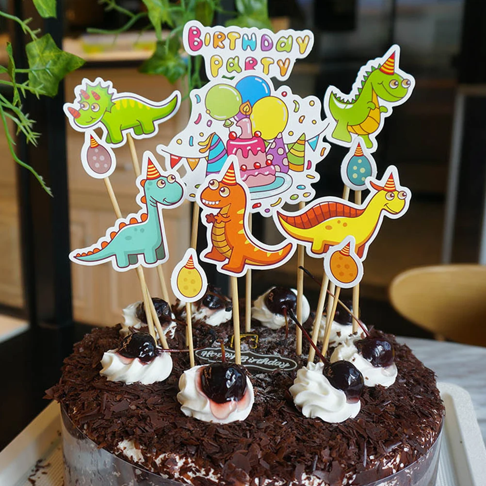 22 шт. милые яйцо динозавра праздничный торт фигурка для торта украшение для торта топперы на толстой подошве Шпажки для фруктов с сувениры для вечеринки ко дню рождения