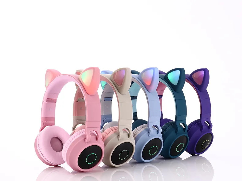Cute Cat Ear Wireless Headphones Bluetooth 5 0 Earphones Headphone Gaming head phone