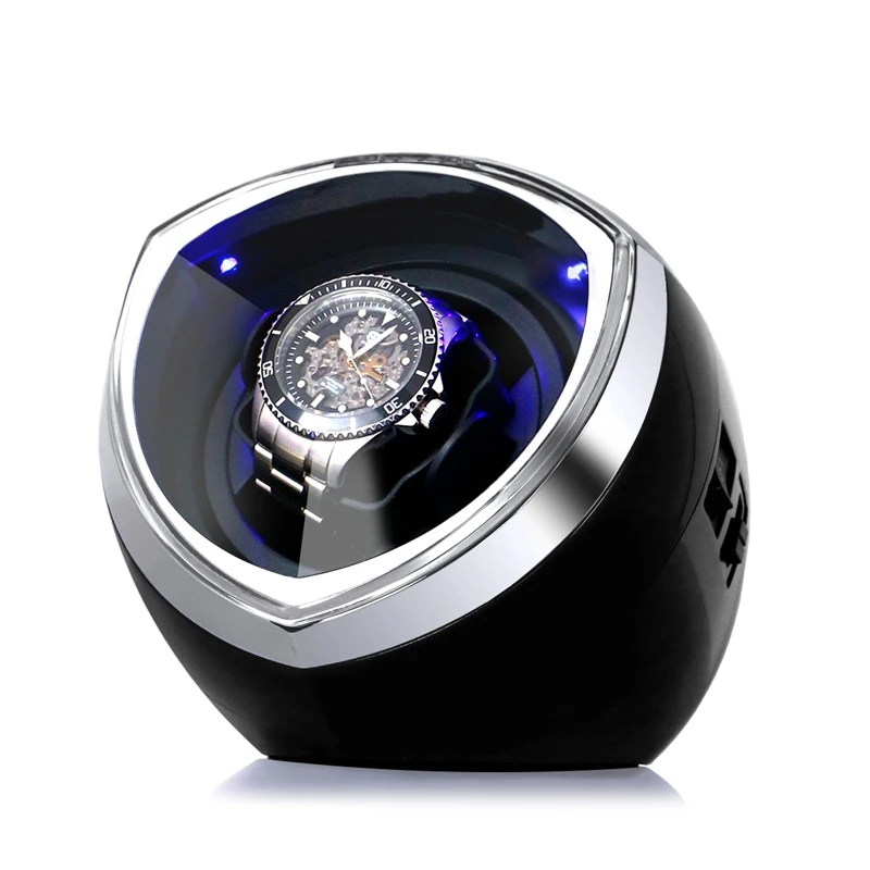 Black New Single Watch Winder for Automatic Watches Watch Box Automatic Winder Storage Display Case Box US Plug - Цвет: Black