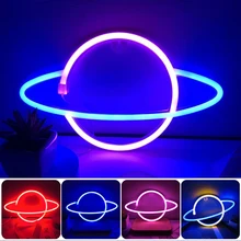 

Planet Neon Sign LED Planet Night Light USB/Battery Powered Neon Light Wall Decor Home Decoration Party Lights Room Decor