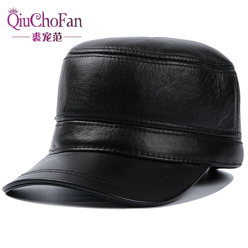 

Brand New 2020 Winter Male Genuine Leather Baseball Caps Outdoor Hockey Golf Fishing Gorras Black/Brown Trucker Hat For Man