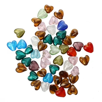 

50 X Murano Glass Beads Pendant HEART 12MM
