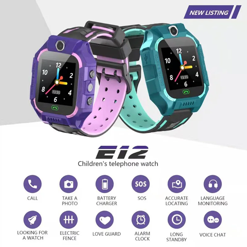 

2019 E12 Smart Watch for Kids LBS Tracker SmartWatch SOS Call for Children Anti Lost Monitor Baby Wristwatch for Boy girls