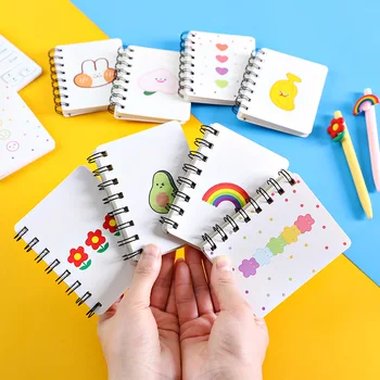 

2020 New Cartoon Portable Mini Coil Notepad Hard Cover Cute Animal notebook memo Time Organizer student School Supplies Kid Gift