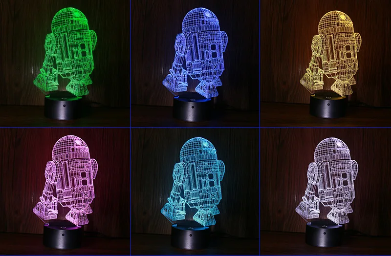 3D ночник R2D2 с пультом дистанционного управления для спальни светодиодный прикроватный светильник креативный детский подарок электронный подарок Горячая Распродажа