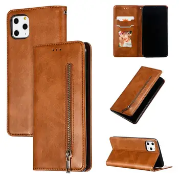 

luxury Leather zipper Wallet Cover For iphone 11 Pro XS Max XR X For iphone 6S 6 7 8 Plus Magnetic Flip stand Phone Case Coque