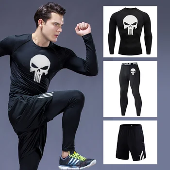 

Thermal underwear underpants Men's long johns winter thermal underwear 3D skull Compression tights Base layer slim joggers men's