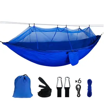 

For Outdoor Camping Hunting Portable Nylon Hammock with Straps Automatic Quick Opening Backpacking Survival Sleeping Bed