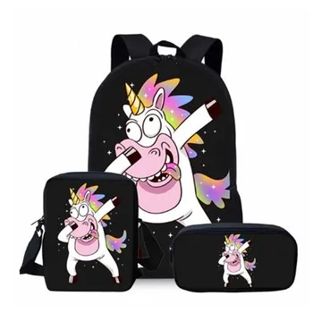 

2020 Fashion Student Cartoon Unicorn Backpack 3pcs Set Children Orthopedic Schoolbag Teen Girl Mochilas Infant Kids Satchel Bags