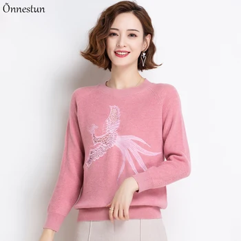 

Pink Sweater Woman New Causal Knitwear Pullovers Women Clothes Crop Top Jumper Hollow Woman Sweaters