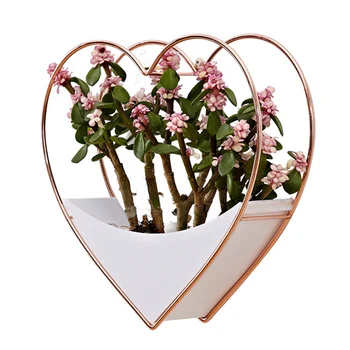 

Idyllic Creative Iron Hanging Flower Pot Art Rose Gold Geometric Wall Decoration Living Room Personality Flower Pot HFing
