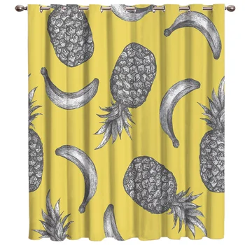 

Hand-Painted Fruit Retro Pop Style Living Room Blackout Outdoor Bedroom Indoor Fabric Decor Curtain Panels With Grommets Window