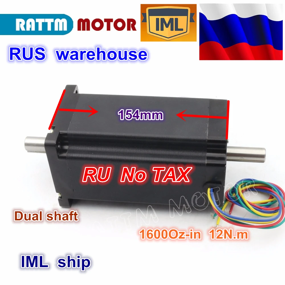 Navio Nema34 34hs5802b Duplo Eixo 154 mm 1600oz-in 12n. m 5.0a Cnc Motor Deslizante para Cnc Grande Máquina de Trituração do Roteador ru