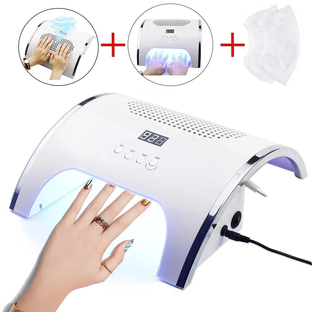 

80W 2 In 1 Nail Dust Cleaner Vacuum Cleaner Machine Dust Collector With UV LED Nail Lamp Nail Dryer Nail Manicure Tool