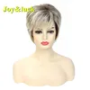 Joy & luck-peluca sintética para mujer, peluca corta y recta, color rubio, Marrón mezclado ► Foto 1/6