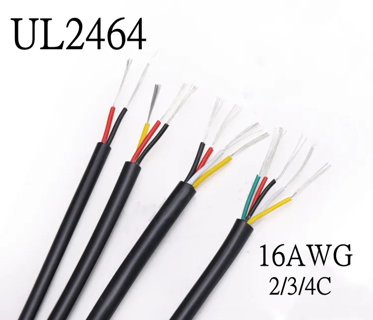 

1M Sheathed Wire Cable 16AWG Channl Audio Line 2Core 3Core 4Core Flexible Insulated Soft Copper Cable Signal Control Wire UL2464