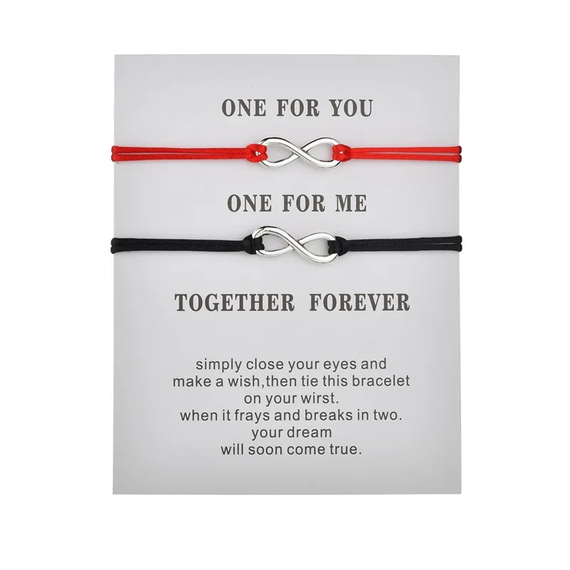 Bracelet Jewelry 2Pcs/set Lovers Couple Bracelets Handmade Rope Chain 8 Infinity Charm Bracelet For Women Men