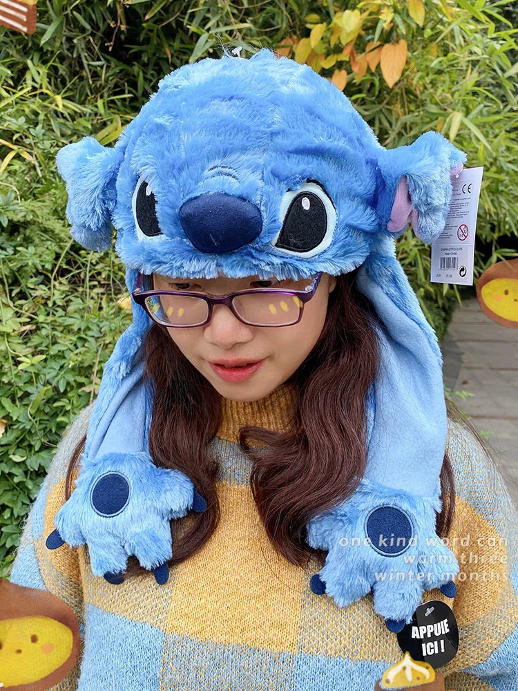 Grabar Articulación colección Gorro de felpa Kawaii de Disney Stitch para niños, gorro de felpa con  orejas que se mueven hacia arriba, adorno de cabeza de Cosplay de dibujos  animados, regalo para niños, gorra Lolita