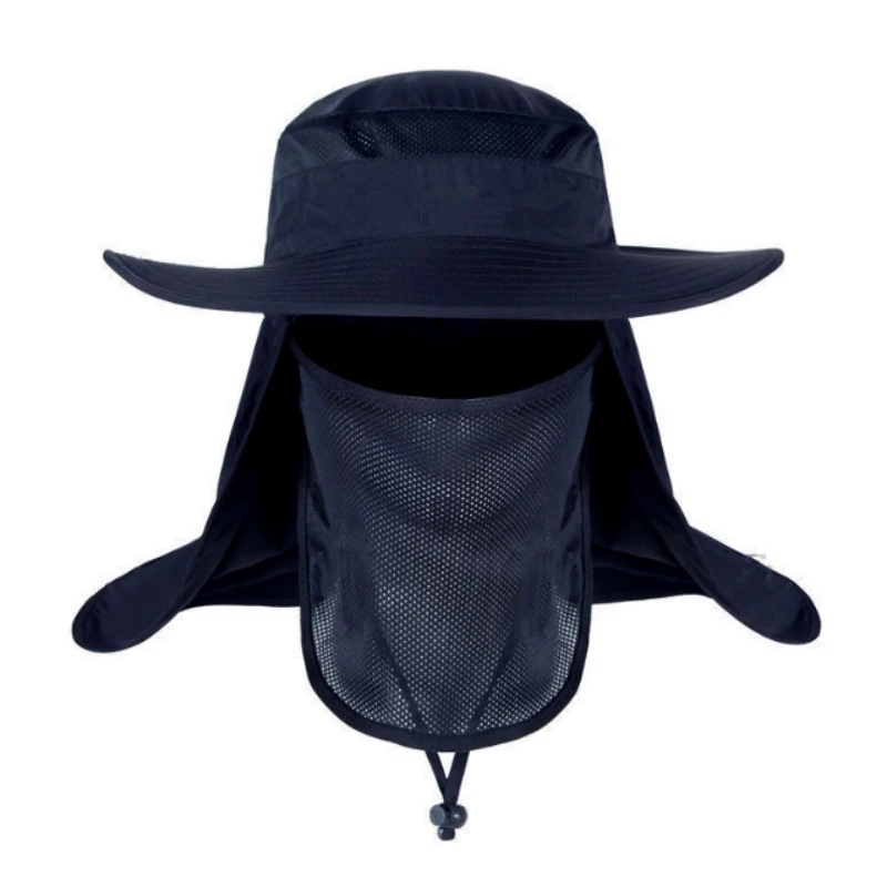 DDKK_Hat Fishing Hats Fashion Summer Outdoor Mesh Neck Face Flap Hat-Wide Brim Windproof Sun Protection Cap 