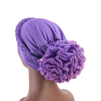 

For Women Hot Sale Big Flower Hat Hair Accessories Muslim Headscarf Hijab Chemotherapy Cap Colorful Fashion Headband Headwear