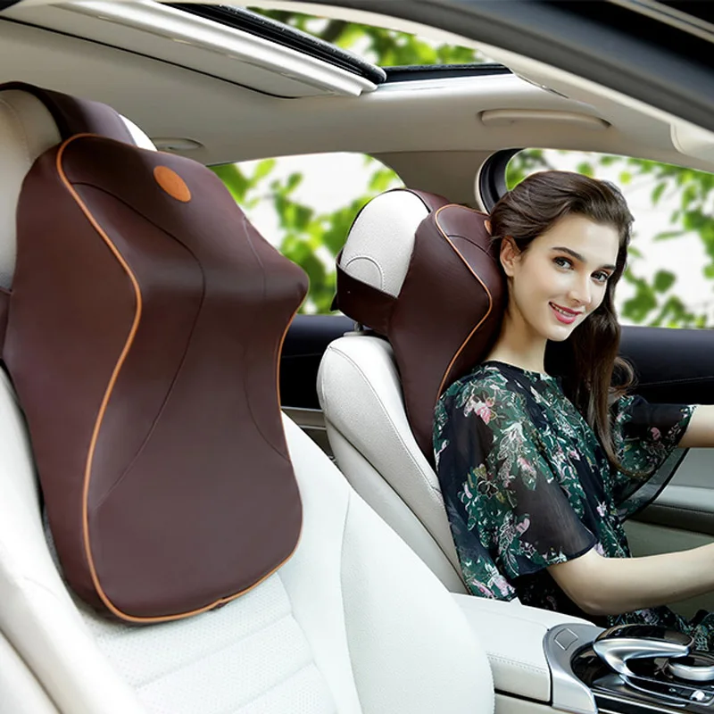 

Car Neck Pillow Leather 3D Memory Foam Head Rest Adjustable Auto Headrest Pillow Travel Neck Cushion Support Holder Seat Pillow