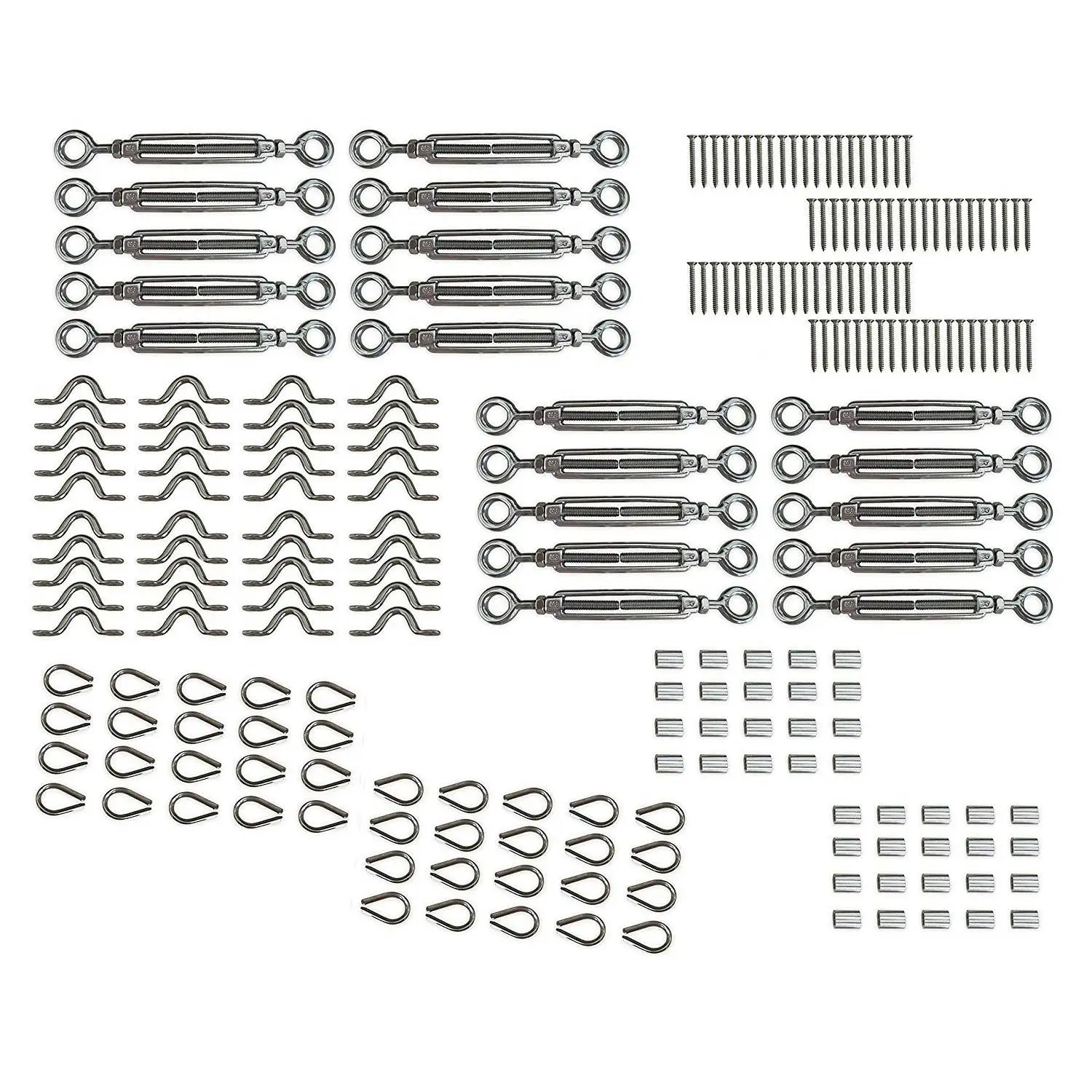 

24 Pack Heavy Duty Stainless Steel Cable Railing Kits For Wood Posts, Diy Balustrade Kit With Jaw Swage Fork Turnbuckle Ck01 W