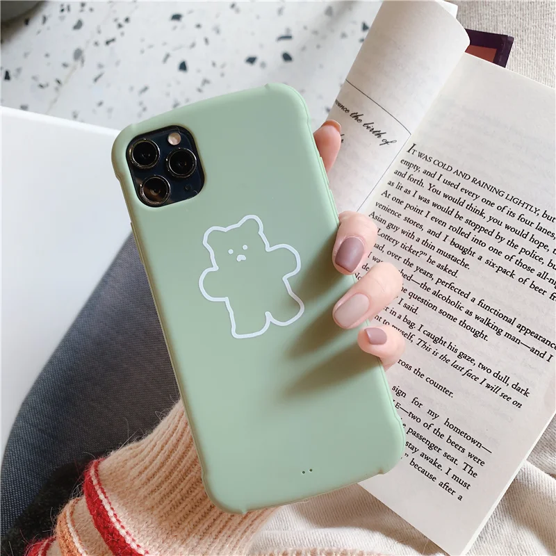 Яркие противоударные чехлы для телефонов iphone 8, 7 Plus, сплошной нескользящий мягкий чехол с рисунком медведя для iphone 11 Pro XR X XS Max