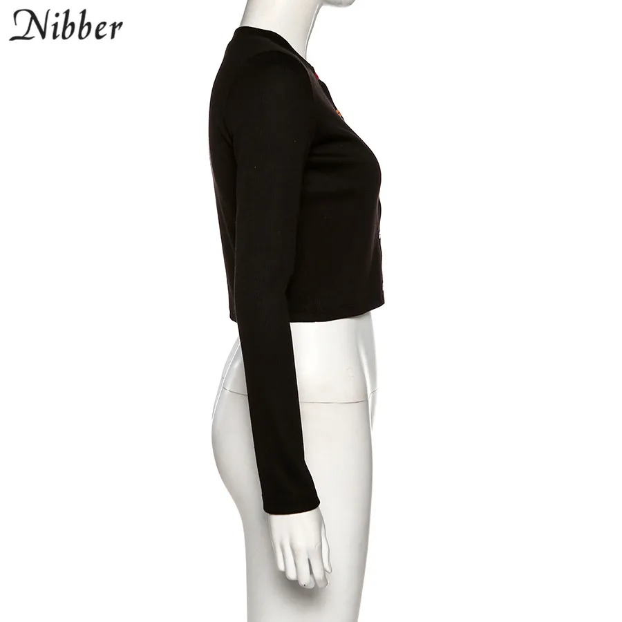 Nibber/осенний вязаный кардиган в стиле Харадзюку, топы, женские футболки с длинным рукавом, весна, новинка, простая трикотажная тонкая футболка для отдыха, женские футболки