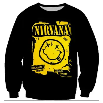

Drop ship 2020 New Fashion Long Sleeve Outerwear Nirvana Band 3D Printed Men Women Hip Hop Rock Loose Streetwear Sweatshirts