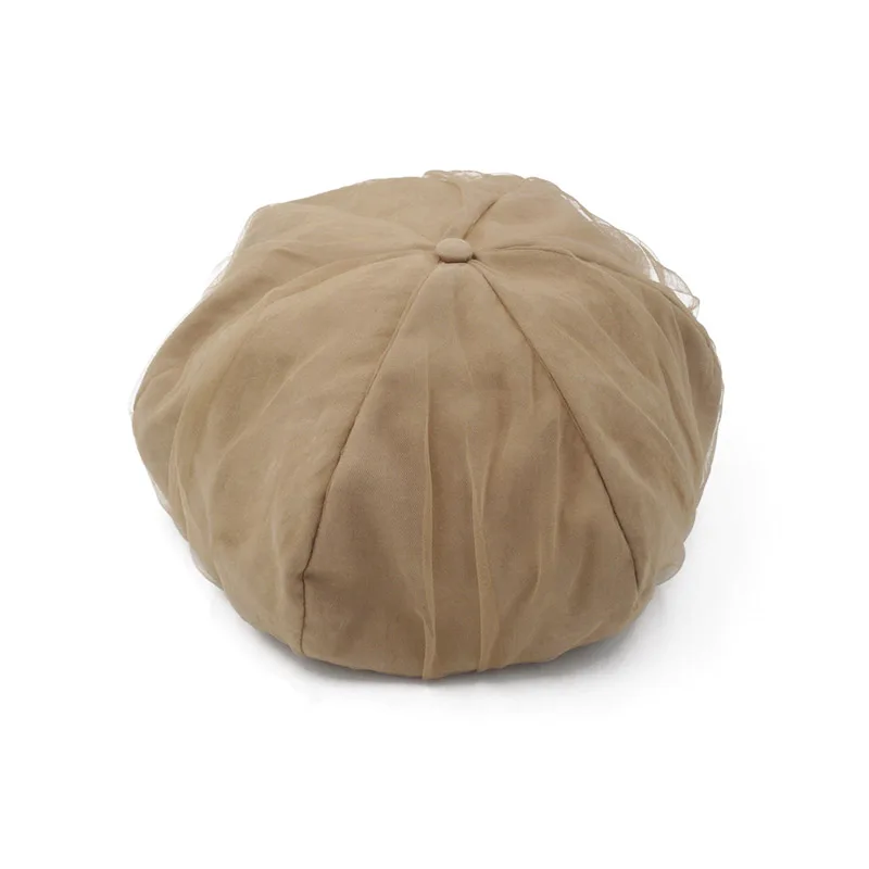

Vintage Women Berets Spring And Autumn Mesh Camel Breathable Polyester Caps Breathable Painter Retro Pumpkin Female Hats
