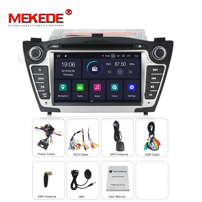 MEKEDE PX5 4+ 64G 1024x600 Android 9,0 автомобильный dvd-плеер мультимедиа для hyundai ix35 Tucson gps плеер навигация Радио Автомобильная компьютер