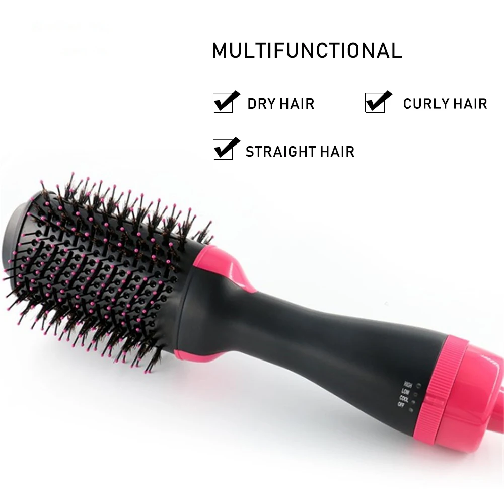 2 in 1 Multifunctional Hair Dryer & Volumizer Rotating Hair Brush Roller Rotate Styler Comb Styling Straightening Curling Iron