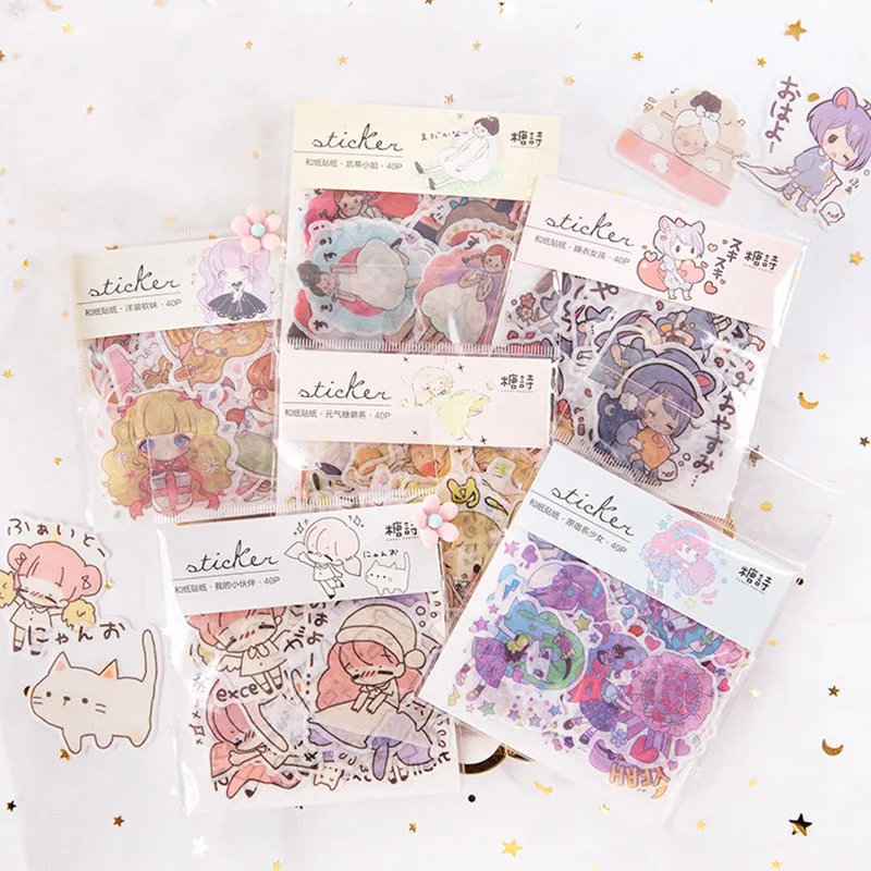 40 шт./пакет Kawaii мультфильм девушки наклейки декоративные Сделай сам стикер s Дети скрапбукинга клейкая наклейка дневник, фотоальбом Декор стикер