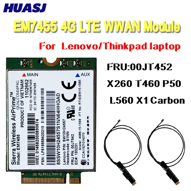Беспроводная связь Huasj EM7455 Sierra FDD / TDD LTE 4G molulo Gobi6000 para Lenovo FRU: 00JT542 01AX756 T460 T460p L560 Йога