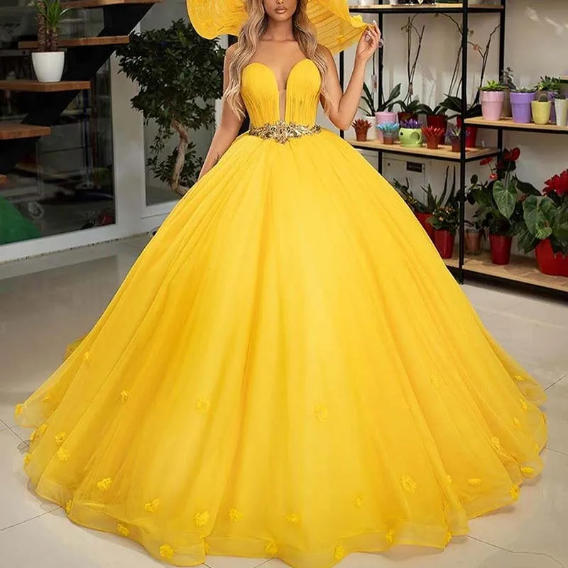 2021 Custom Made Yellow Green Plus Size Women Ball Gowns Sweet 16