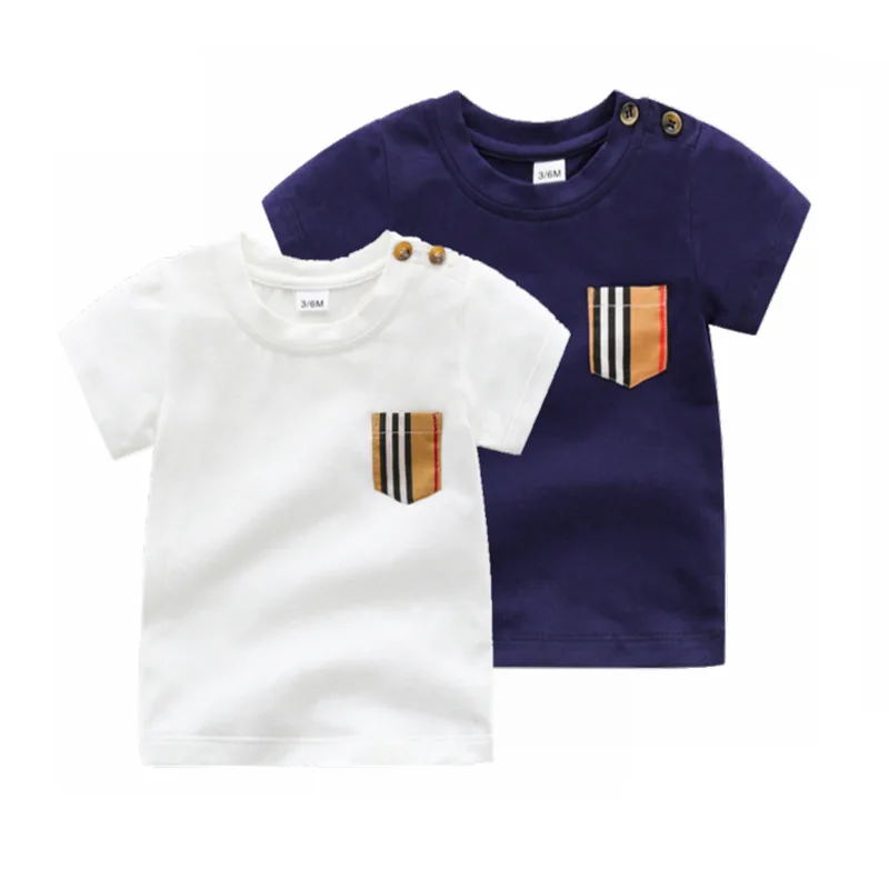 

New arrival fashion Newborn baby clothes T-shirt cotton stripes round neck short sleeve toddler baby boy girl tops 0-24 months