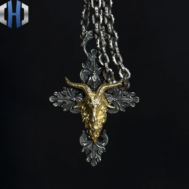 Оригинальный дизайн ручной работы Серебряный Темный ангел сатана Рог Ожерелье